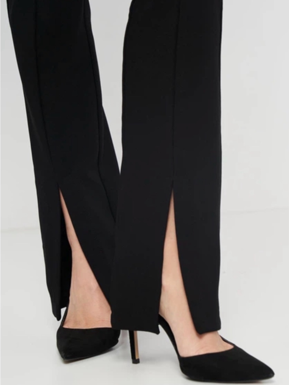 Zara Black High-Waisted Ribbed Flare Leggings with Front Split-hems - Picture 4 of 15